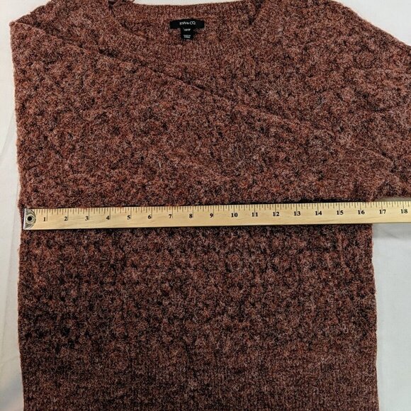 RW & Co. XS Women's Lightweight Open-Knit Sweater Wool Blend Red Heather Long - Picture 9 of 13